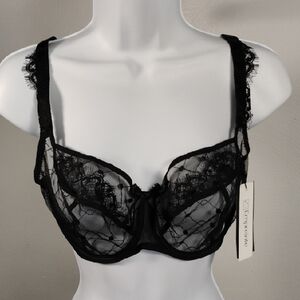 Empreinte Lingerie Black Sheer Lace Wired Bra Size 32DD